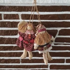 Vintage cloth Christmas angel & santa